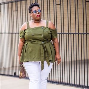 Eloquii Double-Breasted Military Style Top